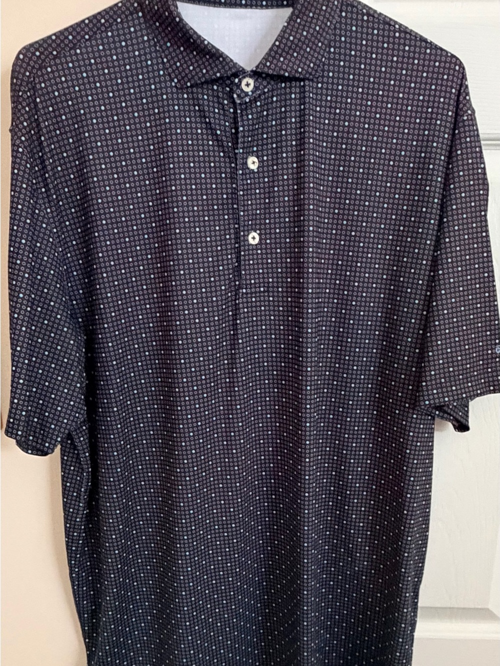 Turtleson Dot Print Multicolor Lightweight Men’s L Short Sleeve Polo Shirt